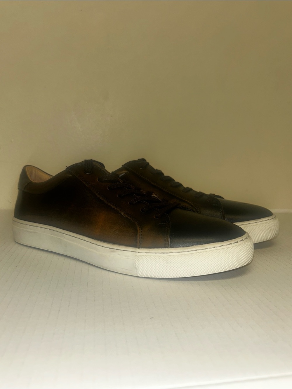 Suitsupply Brown Leather Low-Top Sneakers with White Soles - Picture 10 of 10